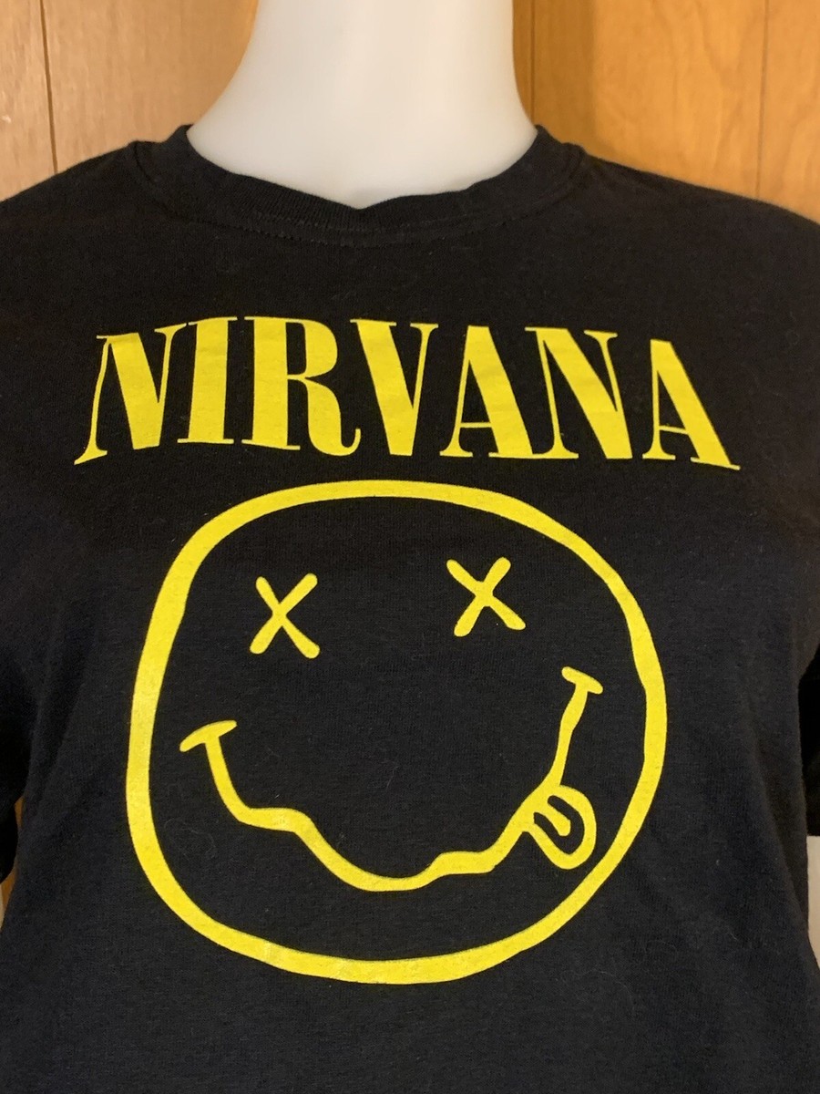 NEW Black Nirvana Music Artist 90s Style Band Crop Tee Top T Shirt