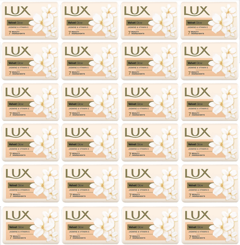 PACK OF 24 LUX Velvet Touch Glow Skin Bathing Bar Jasmine Body Soap 100 g 150 g - Afbeelding 1 van 15