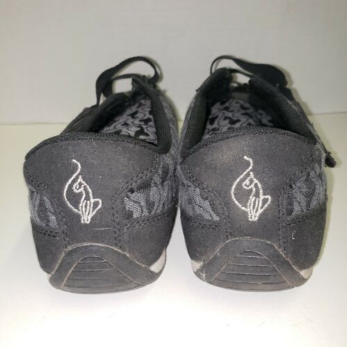Baby Phat Damenschuhe Allover-Katzenlogo Größe 8,5 schwarz mit elastischen Bändern - Bild 3 von 6