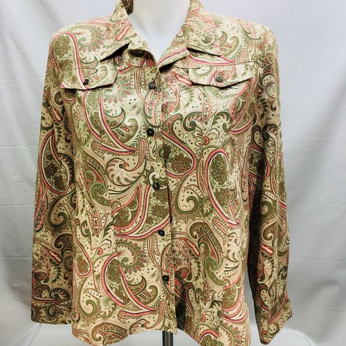 ALFRED DUNNER Women's Size 16 Paisley Print Soft Feel LIGHTWEIGHT JACKET F3 - Picture 2 of 9