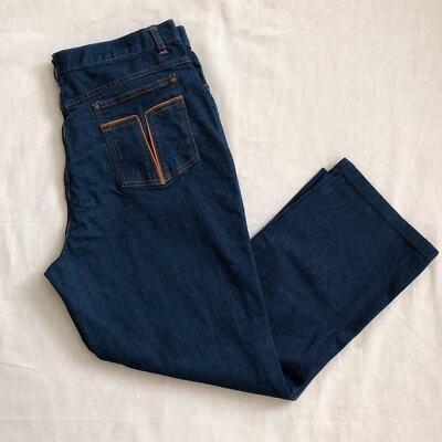 vintage 70s dark wash high waisted straight leg denim jeans