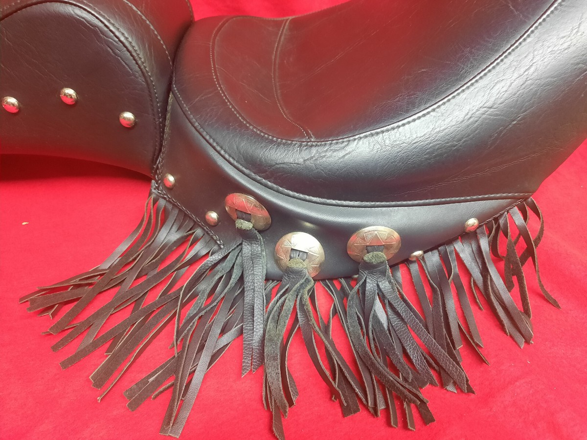 BLACK FRINGED & STUDDED MUSTANG 2 UP SEAT HARLEY DAVIDSON 1982