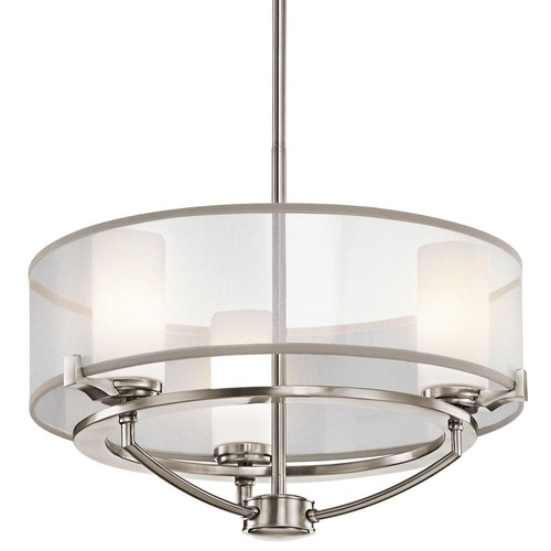 Deckenleuchte HIRA Weiß Metall Organza Ø46cm 3xG9 Wohnzimmer Schlafzimmer Lampe