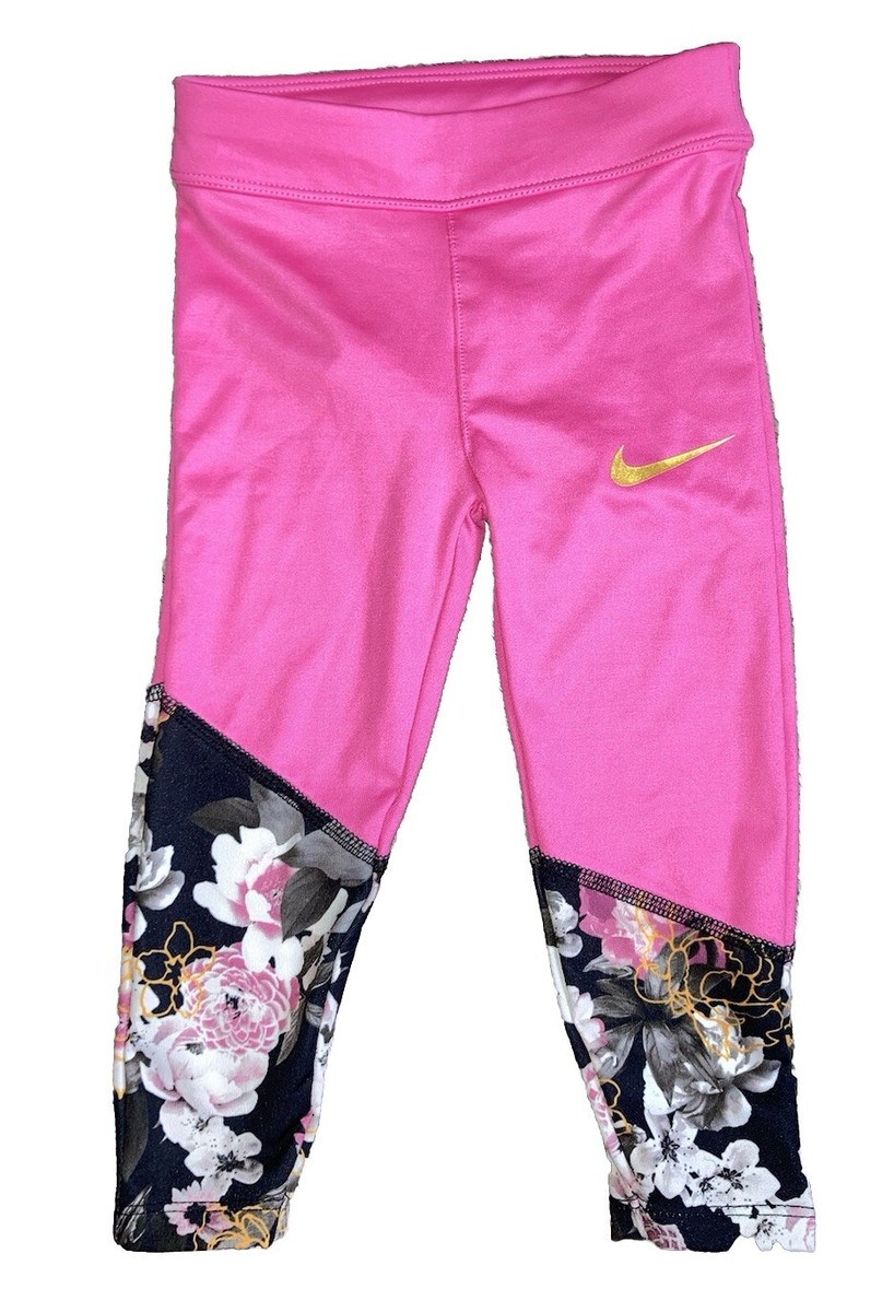 Toddler Girls 2T Nike Dri-Fit Pink/ Black Floral Yoga Athletic