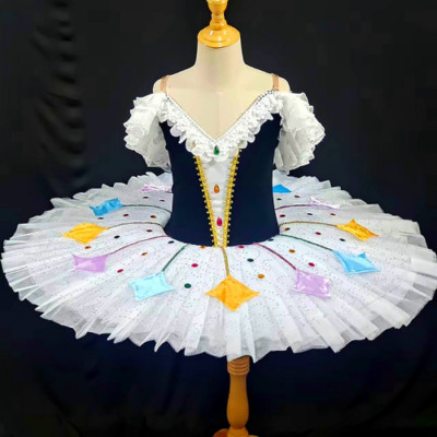 Professional Ballet Tutu Girls Pancake Tutu Ballerina Dress Kids Dance Costume 