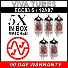 New Gain Matched Quintet (5) JJ Electronics Tesla 12AX7 ECC83-S Vacuum Tubes