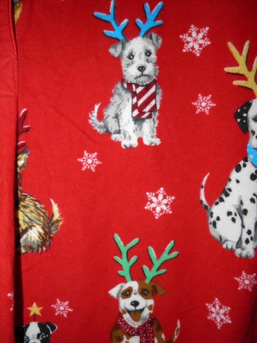 Nick & Nora Flannel Christmas Dogs Sleep Shirt Size Large Long Sleeve Red VGUC - Picture 4 of 6