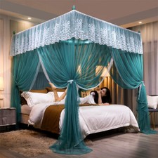 Mosquitera Tubos Acero Inoxidable Malla Color Sólido Cenefas Cama Cortina Nuevo