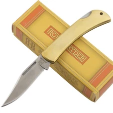 Rough Ryder Brushed Brass Lockback Folding Pocket Knife RR1978 3.25" Closed