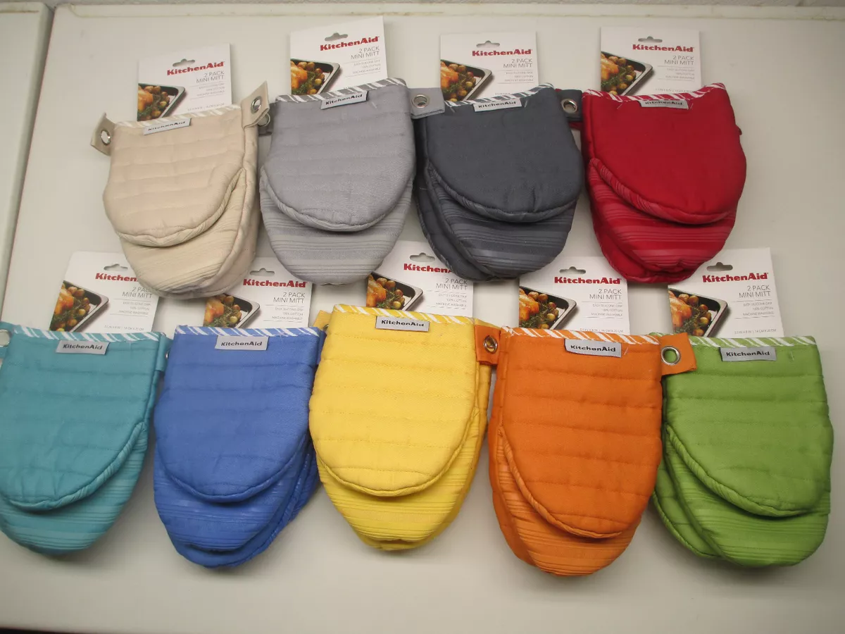 KitchenAid 2 pack of mini oven mitt mitts choice of color 100 cotton