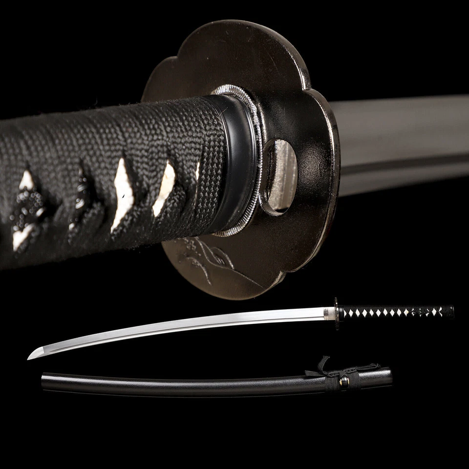 KATOKU Black Saya Katana 9206 Steel Battle Ready Japanese Samurai Full Tang Sharp Sword