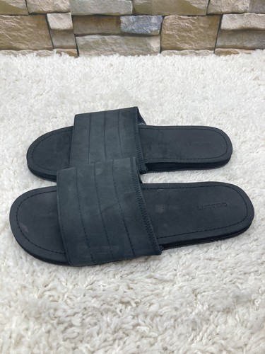 Lands End Mens Black Slides Sandals SZ 