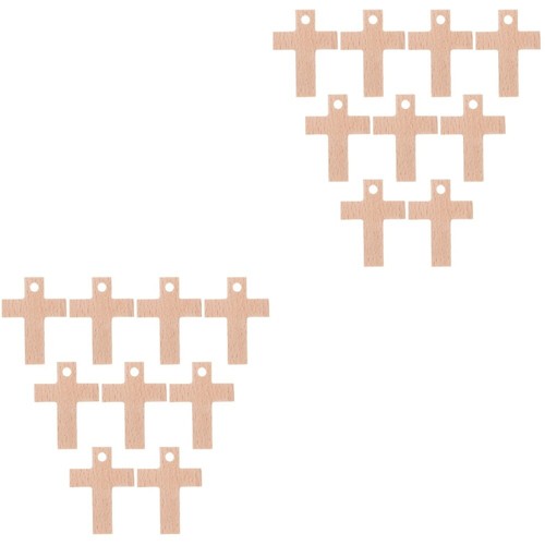 2 Count Wooden Pendant Miss Crosses for Jewelry Making Key Charm - Zdjęcie 2 z 12