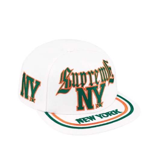 Casquette chapeau Supreme New York 6 panneaux blanc vert orange SS25 brodée