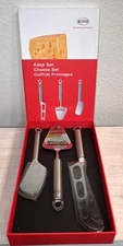 Rösle Cheese Knives: Kase Set 3-Cheese Cleaver, Scalloped Cheese Knife & Slicer