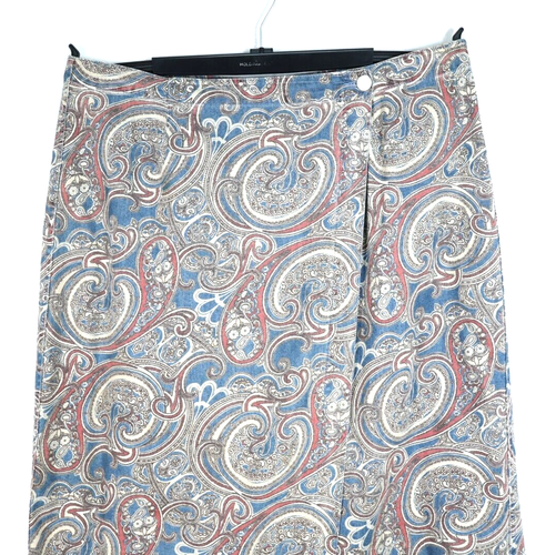LIZ CLAIBORNE Women's Cotton Long Wrap Pencil Skirt Paisley Multicolor Size 16 - Picture 3 of 18