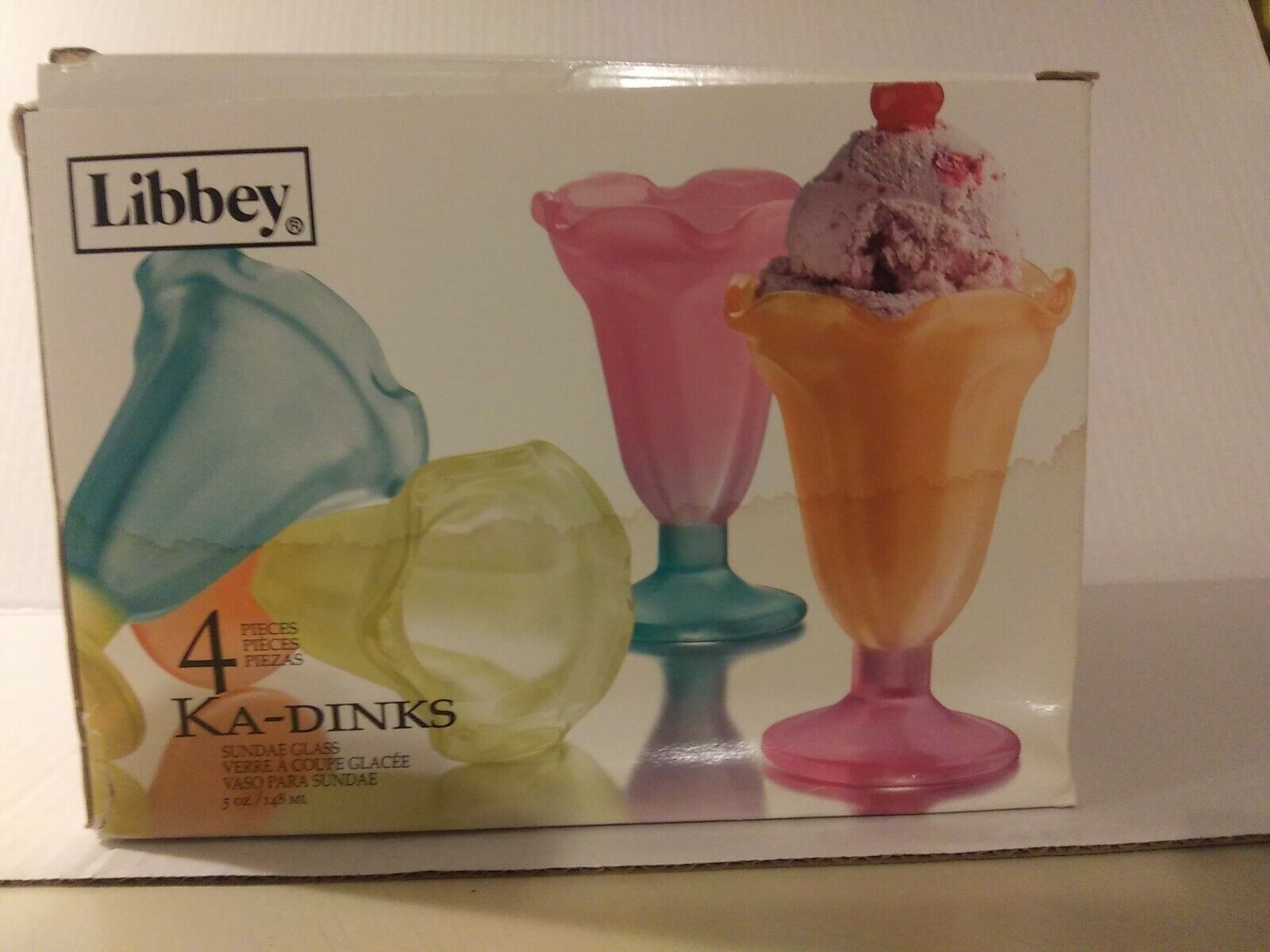 Set of 4 Vintage Libbey Ka-Dinks Frosted Parfait Ice Cream Sundae