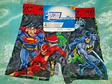 JUSTICE LEAGUE BOYS ATHLETIC BOXER BRIEFS 4 PAIR-SIZE M/6-NWT