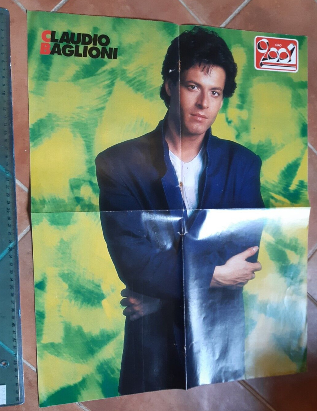 CLAUDIO BAGLIONI - POSTER INSERTO CIAO 2001 (50 X 40 CM CIRCA) ORIGINALE RARO