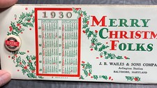 Celluloid Ink Blotter Mini Sign Christmas Art Wailes Baltimore Maryland 1930