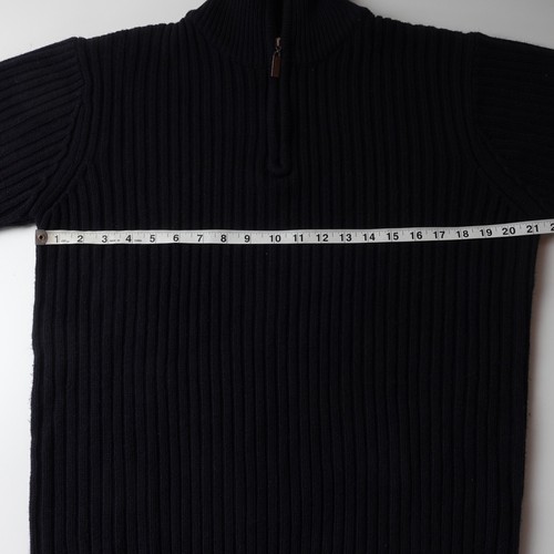 Vintage Men's 90s Diesel 1/4 Zip Knit Wool Sweater Navy Blue Size Large - Picture 8 of 16