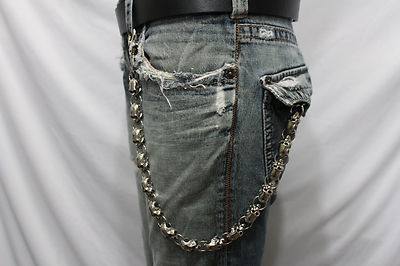 Men Silver Metal Wallet Chains Strong Jeans Biker Skulls Skeletons