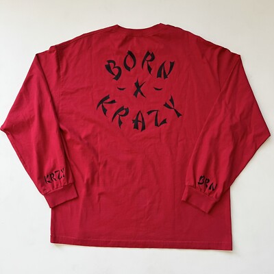 Born X Raised YG 4HUNNID Born Krazy Red Long Sleeve T-shirt Men’s Size XXL  RARE