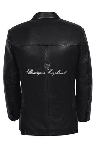 Mens Leather BLAZER Black Classic ITALIAN Tailored Soft REAL LEATHER 4080 - Picture 10 of 11