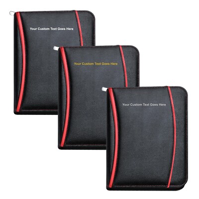 Personalisierte Text A4 Reißverschluss Konferenzmappe Portfolio mit Taschenrechner & Block