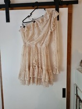 SPELL & THE GYPSY COLLECTIVE Lace Beige Sample Bridal Wedding Boho Dress Size S