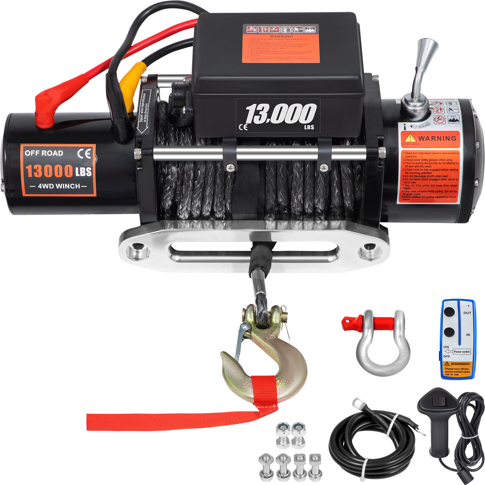 13000LBS Electric Winch 12V Synthetic Rope Off-road ATV UTV Truck Towing Trailer