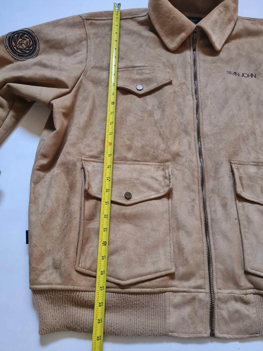 Vintage Sean John Jacket Men's Full Zip Collared Brown Suede Vintage Sean John Jacket Men's Full Zip Collared Brown Suede