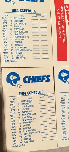 NFL Kansas City Chiefs vintage helmet stickers 1984 schedule on back some cards - Picture 8 of 15
