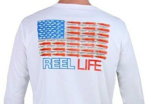 Camiseta de rendimiento de manga larga Reel Life 'Merica para hombre - 2XL y grande - Nueva con etiquetas - Imagen 2 de 4