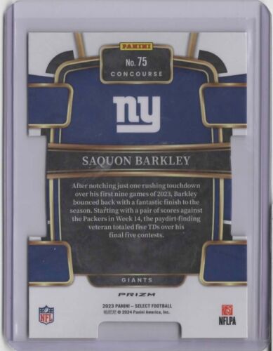Select Prizm 2023 troquelado negro y dorado #75 Saquon Barkley - Imagen 2 de 2