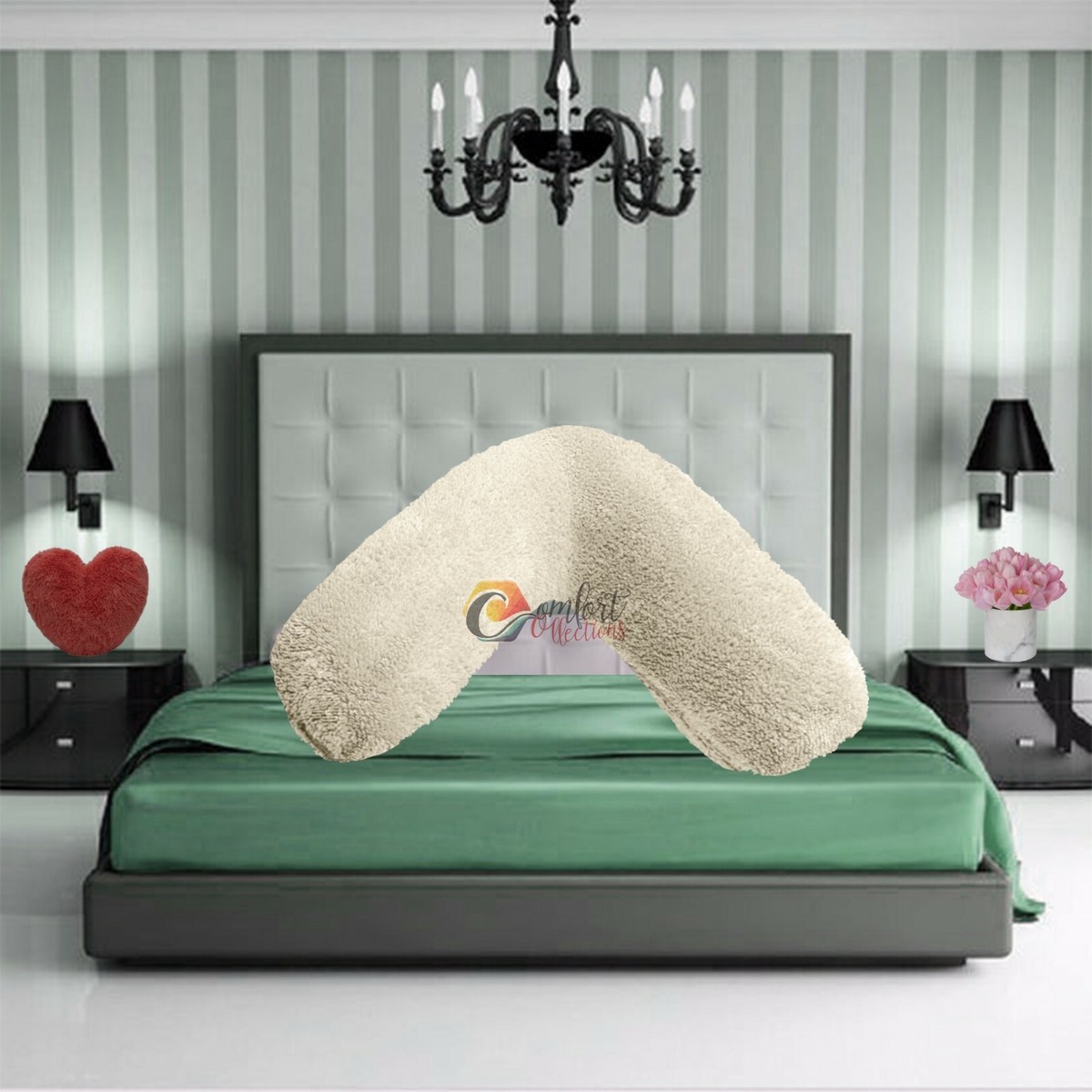 Cream Teddy Fleece V Shape Pillow Cover V Shaped Pillowcase