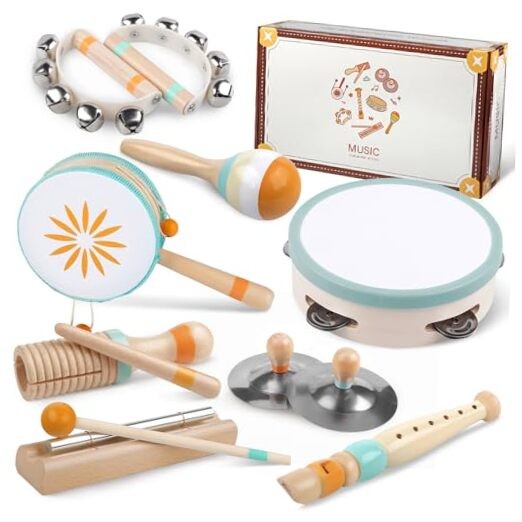 Toddlers Musical Instruments-Baby Montessori Wooden Musical Toys for Toddlers