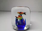 Vintage Murano Style Blown Art Glass Paperweight Fish Aquarium Ocean Coral Reef