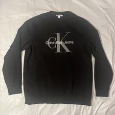 Calvin Klein Jeans CK Logo Sweatshirt Black Crewneck Size Large Mens