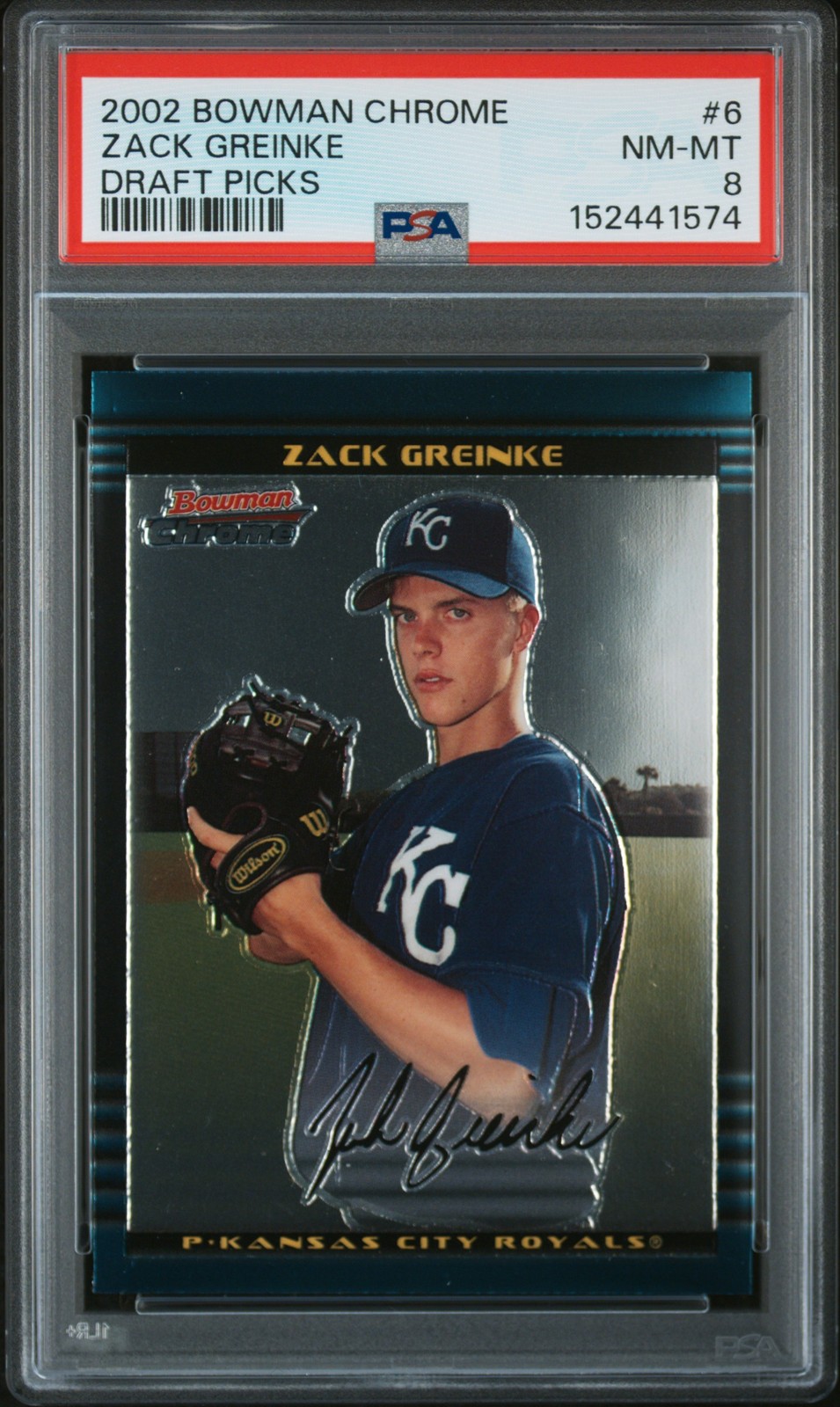2002 BOWMAN CHROME DRAFT PICKS #6 ZACK GREINKE PSA 8