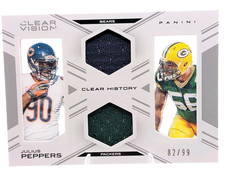 Panini Clear Vision 2015 Julius Peppers Dual Jerseys 82/99 Bears Packers CH-JP
