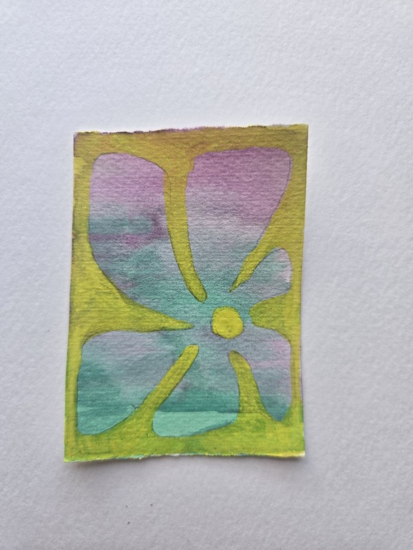 Original ACEO Abstract Flower2.5 by 3.5 inches Floral series 4 of 5