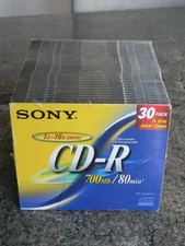 NEW & SEALED! Sony CD-R 700 MB 80 min 30 Pack Slim Jewel Cases