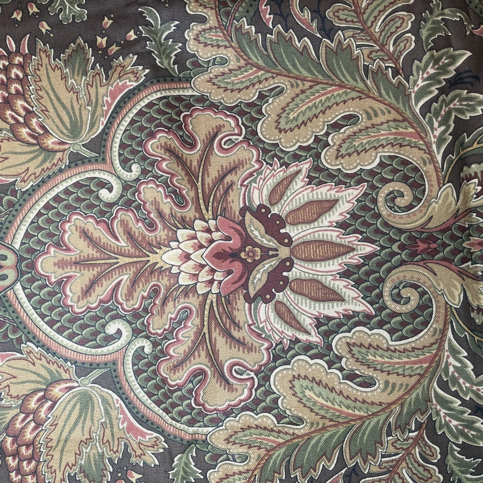 Raymond Waites Mill Creek DECOR FABRIC 2 yds 6 in BROWN GREEN REDS pomegranate - Image 4 of 4