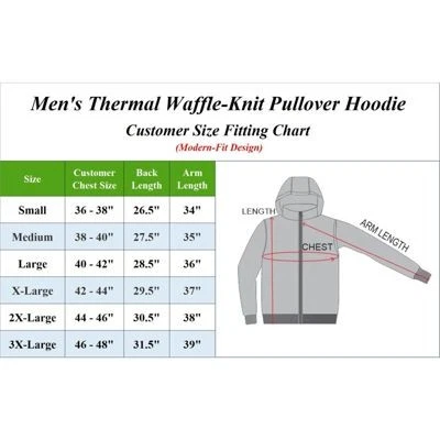 BLUE ICE MEN'S WAFFLE KNIT THERMAL HENLEY PULLOVER HOODIE - SIZE: MEN L - NAVY