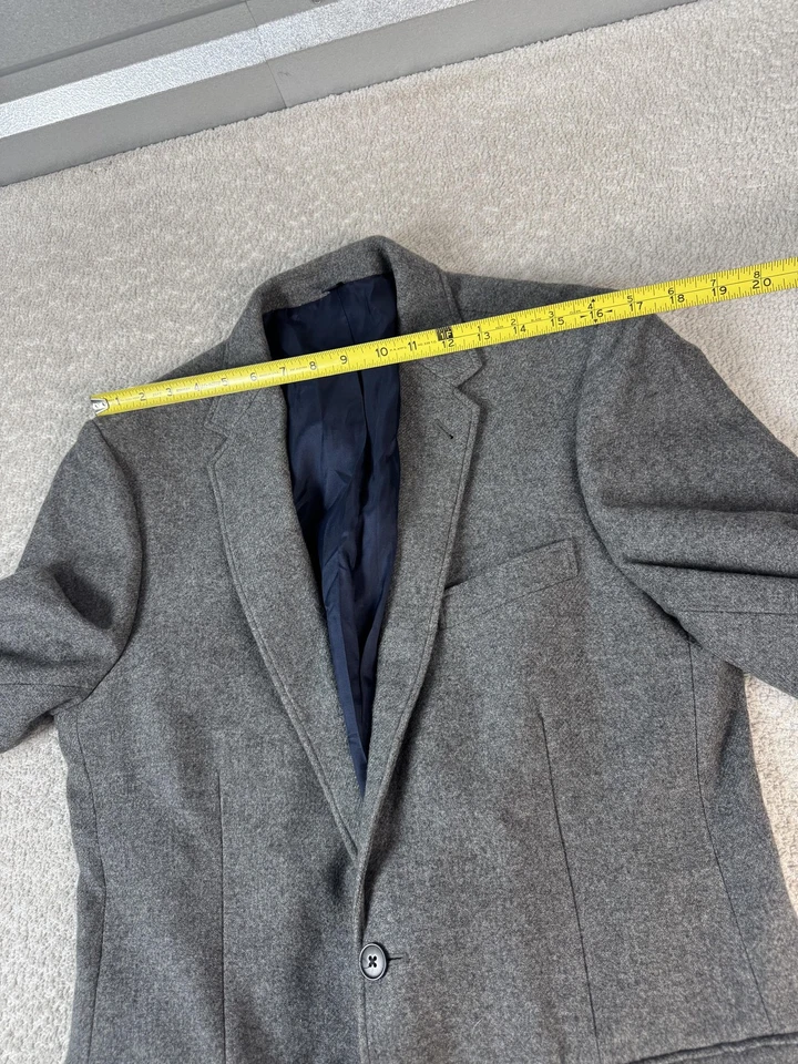 J.Crew Blazer Mens 40R Gray Wool Suede Elbow Patch Two Button Sport Coat Jacket - Image 3 of 4