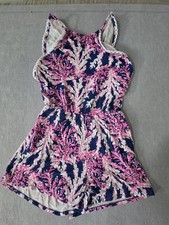 Lilly Pulitzer Gianni Romper In Nauti Navy Pink, Small