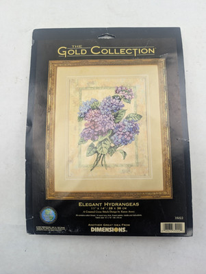 Dimensions The Gold Collection Elegant Hydrangeas Cross Stitch Kit 35022 Vtg