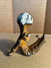 Vintage Manoil Barclay Lead Toy Soldier with Parachute - Orange Straps