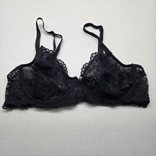 Savage X Fenty Bra 34C Black Floral Balconette Underwired Lace Strap